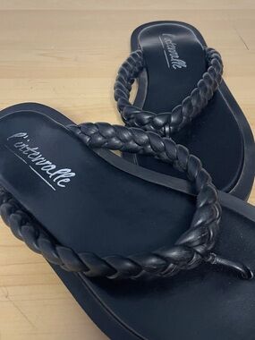 L'INTERVALLE Black Braided Strap Women's Sandals